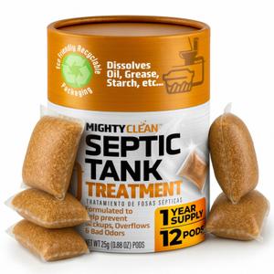 Septic Tank Treatment - 12 Pods, 1 Year Supply - RV Toilet Treatment