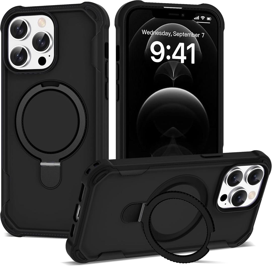 PeakFuel Compatible with iPhone 11 Case 6.1'' with Magnetic Ring Stand [Military Drop Protection][Compatible with MagSafe] Shockproof 11 Phone Case for Men Wowen,Black