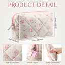 Paterr 10 Pcs Quilted Makeup Bag Bulk Cotton Floral Cosmetic Bag Women Girls Bridesmaid Gifts Cute Makeup Pouch Coquette Aesthetic Travel Toiletry Organizer(Pink Bow,6.30 x 3.94 Inches)