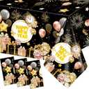 Fancy Land 2026 Happy New Year Tablecloths 3 Pack New Years Eve Party Decoration NYE Disposable Plastic Tablecloths 54 x 108 Holiday Party Table Cover Decoration