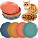 Gerrii 12 Pieces Beard Fatigue Relief Cat Bowl 6 Inch Round Shallow Cat Food Dish Wet Feeding Bowls Wide and Small Pet Dish for Kittens and Short Legged Kitten, Wheat Straw(Vintage Colors,Classic)