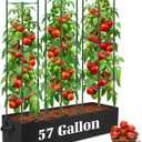 BobbleT 3 Pack Heavy Duty Tomato Cages with 57 Gallon Grow Bag, 48" Adjustable Tomato Trellis for Raised Garden Bed, Sturdy Triangle Plant Support for Climbing Vegetables, Cucumbers & Garden Plants