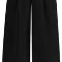 KIRUNDO Wide Leg Dress Pants for Women High Waisted Office Work Trousers Business Casual Slacks Button Flowy Palazzo Pant (Black, M)
