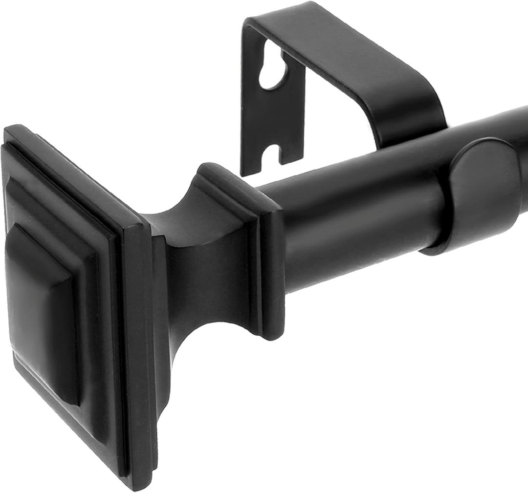 Curtain Rods for Windows 66 to 120 Inch(5.5-10 Feet),3/4" Diameter Black Drapery Rods with Square Finials,Size:36-120 Inch,Matte Black (36"-120"|1 Pack)