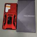 DEERLAMN Case for Samsung Galaxy S25 Ultra with Slide Camera Cover+Screen Protector (1 Pack), Rotated Ring Kickstand Military Grade Shockproof Protective Cover-Red (S25 Ultra-6.9 Inch)