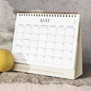 2 x Aesthetic Desk Calendar 2025-2026 - Runs from January 2025 until June 2026 - Beautiful Small Flip Desktop Calendar for Easy Organizing (Beige)