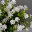 Grunyia 10 Bundles Artificial Fake Flowers, Faux Outdoor Plastic Plants UV Resistant Shrubs Outside Indoor Decorations (White-Eucalyptus)