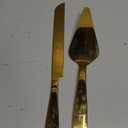 Cake Cutting Set for Wedding, Elegant Cake Knife and Server Set with Thickened Stainless Steel Rounded Edges, Cake Cutter Pie Spatula for Birthday Anniversary Christmas, 2 Pcs, Gold (13.0 Inch)