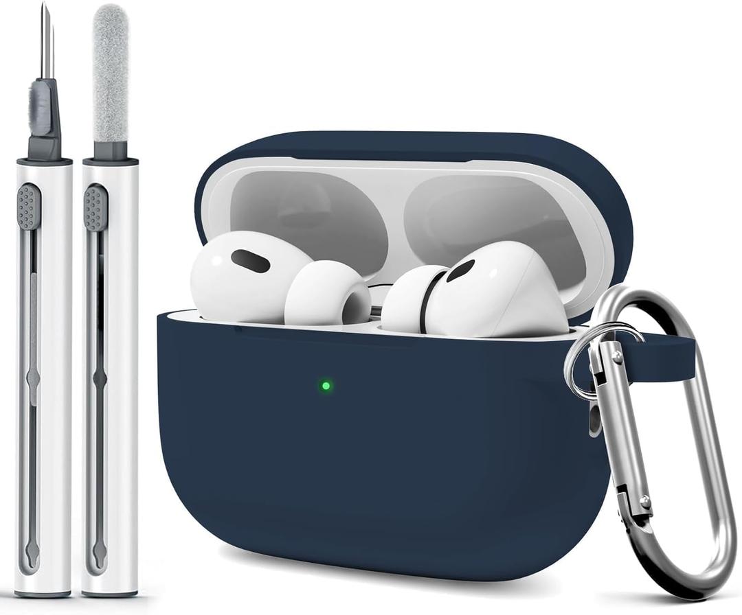 for AirPods Pro 2 Case with Cleaner Kit, Compatible with Airpods Pro 2nd/1st Generation Case (USB-C Cable) with Keychain for Women and Men,Midnight Blue