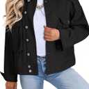 Dokotoo Women's Cargo Jean Jacket - Cropped Button Spring Fashion Coat for Women (XX-Large, Black)