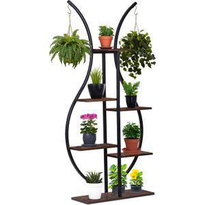 6 Tierd Plant Stand Indoor, Tall Plant Shelf for Multiple Plants, Metal Plant Display Rack Flower Pot Stand for Balcony&Patio, Black