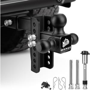 METOWARE Trailer Hitch, Drop Hitch Fits 2-Inch Receiver, Tow Hitch with 6-Inch Drop, 12,500 LBS, Tri-Ball (1-7/8", 2", 2-5/16") Truck Trailer Hitch Receiver with Double Anti-Theft Pins Locks