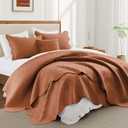 IR Imperial Rooms Twin Quilt Bedding Set Size (68 x 86) + 1 Pillow Shams (20 x 26 + 2) - 2 Pcs All Season Lightweight Reversible Microfiber Coverlet Embossed Quilt Bedspread (Rust)