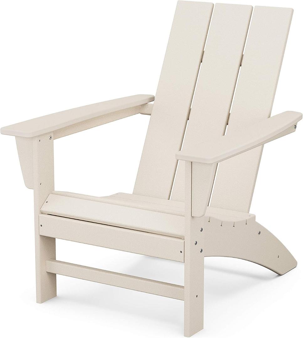 POLYWOOD Modern Adirondack Chair All-Weather Outdoor Lawn Adirondack Chairs HDPE, Fade-Resistant & Durable Outdoor Furniture For Patio, Deck & Fire Pit Chairs Sand, 32.11in. x 29.25in. x 34.66in.