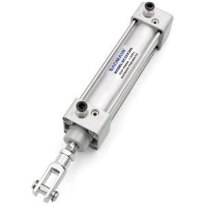 Baomain Pneumatic Air Cylinder SC 32 x 200 PT 1/8, Bore: 1 1/4 inch(32mm), Stroke: 8 inch(200mm), Single Thread Piston Rod Dual Action, a Y-Component & 2Fittings