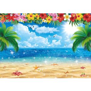 XCKALI Summer Hawaiian Beach Backdrop Tropical Flower Palm Ocean Birthday Luau Party Decoration Summer Beach Children Photography Kids Baby Shower Decoration 10x8FT