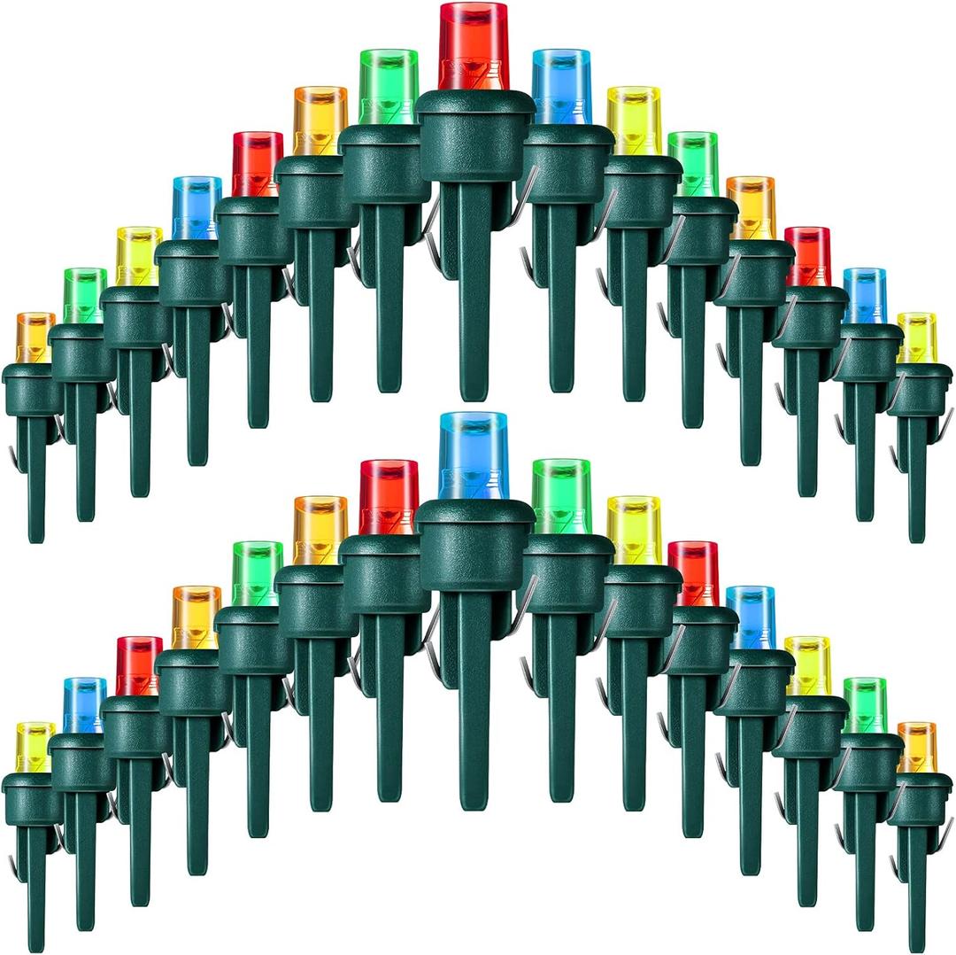 Honoson 180 Count 5 mm Winter LED Replacement Bulbs Bulk Wide Angle Winter LED Light Bulbs String Replacement Festival Light Garland Outdoor Tree Home Decoration (Green Base with Multicolor Bulb) (Red, Yellow, Blue, Green, Orange)