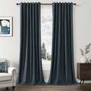 Guken 100% Blackout Linen Curtains 120 Inch Length 2 Panels Set for Living Room Bedroom Back Tab Thermal Insulated Black Out Linen Drapes Room Darkening Window Curtains,Vintage Blue