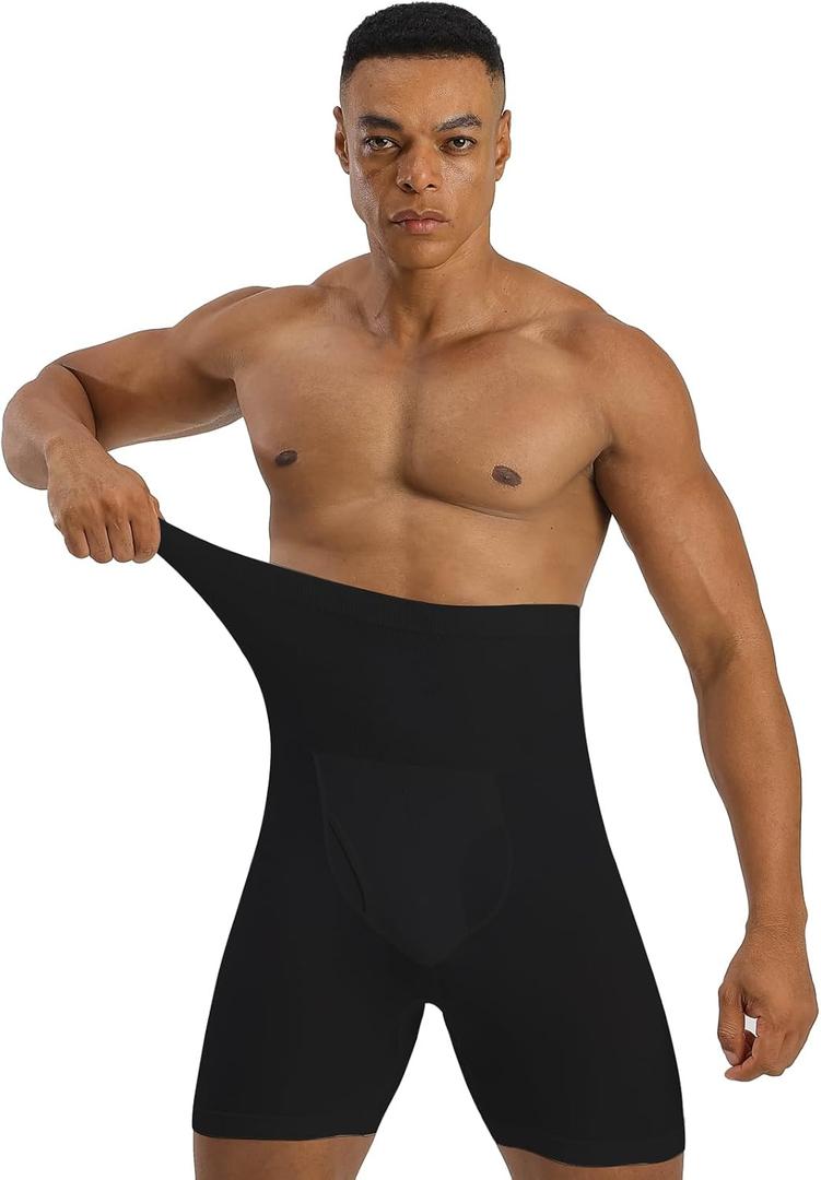 Tummy Control Shapewear Compression Shorts - Waist Compression for Men, High Waist Mens Tummy (Large, Black)