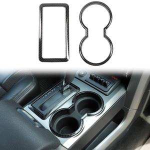 Voodonala for 2009-2014 Ford F150 ABS Carbon Fiber Cup Holder Cover Gear Trim, 1 pc