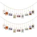 Hanging Photo Display Room Wall Decor, Boho Collage Picture Frame Christmas Cards Holder, Photo Hanger with 9 Wood Clips and 6 Wooden Hearts Tags for Home, Bedroom, Office, Nursery, Dorm Decor, 2 Pack