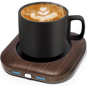 Mug Warmer - 3-Temp Settings Coffee Mug Warmer for Desk with 4 Hrs Auto Shut Off, Fastest Heating & Smart Wood Candle Warmer - Ideal Coffee Gifts Accessories Keep Beverages Coffee Warmer