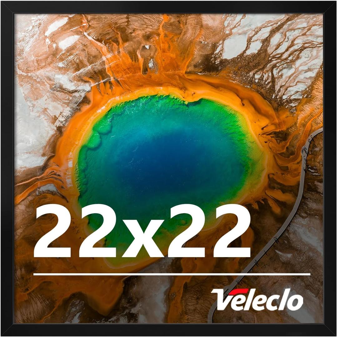 22x22 Picture Frame for Wall Display, 22x22 Black Picture Frame with Shatter Resistant Plexiglass, Stable and Sturdy 22 x 22 Poster Frame for Wall Display, Handpicked Gift Collection, 1 Pack