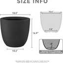 Kante 18 Inch Dia Round Concrete Planter, Indoor Outdoor Large Plant Pot with Drainage Hole and Rubber Plug for Home Patio Garden, Black