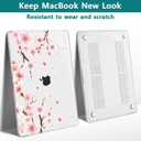 Teryeefi New MacBook Air 13 Inch Case 2021 2020 2019 2018 Release A2337 M1/ A1932/A2179 with Retina Display Touch ID, Floral Hard Plastic Shell Case and Keyboard Cover,Cherry Blossoms