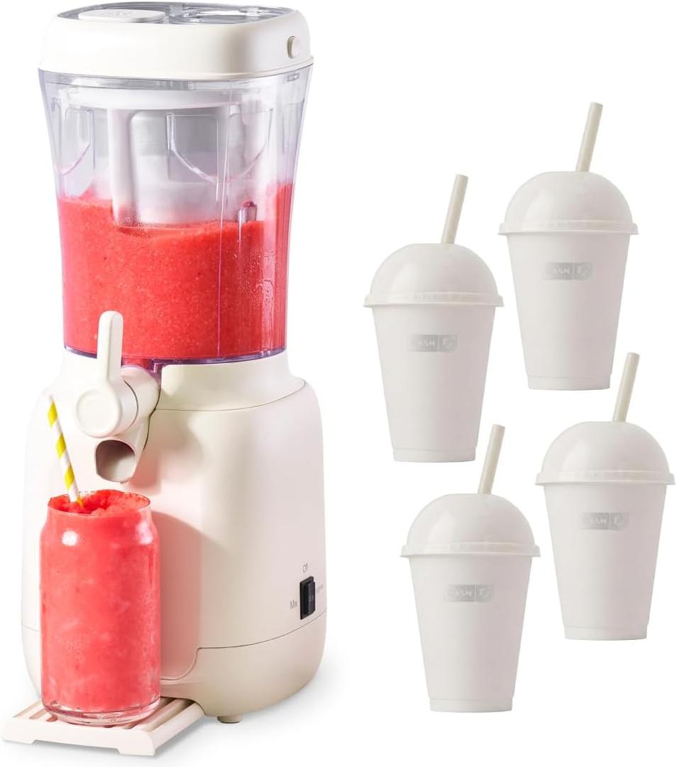 Dash Slushy & Frozen Drink Maker - Slushy Machine for Home, 32 Oz Countertop Frozen Drink Machine & Slushie Maker with Drip-Free Dispensing - Easy-Clean, Includes 4 Cups, Straws & Recipe Guide