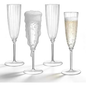 18Pack Clear Plastic Champagne Flutes, 5 OZ Hard Disposable Plastic Champagne Flute, 1-Piece Disposable Champagnes Glasses Ideal for Home, Daily Life, Party, Wedding, Toasting Drinking