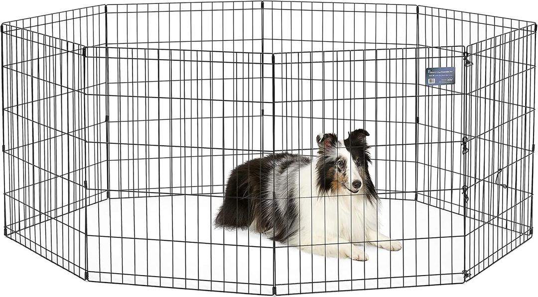 MidWest Homes for Pets 30-Inch Exercise Pen, for Indoor and Outdoor use, 16 Sq Feet of Play, Folding Dog Pen, No Door Design for Maximum Security, Easy to Set Up, Foldable Dog Playpen