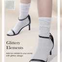 Syhood 4 Pairs Women's Novelty Glitter Ankle Socks Sparkly Metallic Casual Ladies Bright Retro Piles Ankle Socks (Gray)