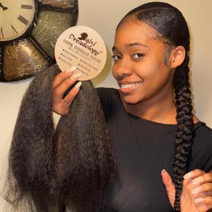 DAIXI Braiding Hair Pre Stretched Afro Kinkys Bulk Human Hair for Box Braids and Twists Easily Seperated Natural Soft Yaki Straight Texture Crochet Hair Extensions (1B 50g, 22 Inch)