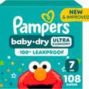 Pampers Diapers - Baby Dry - Size 7, 108 Count, Absorbent Disposable Infant Diaper (Packaging May Vary)