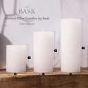 BASK Mottled Pillar Candles - Unscented White Pillar Candles Set of 3 - Dripless, Smokeless for All Occasions