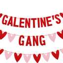 Glitter Galentines Gang Banner with Love Hearts - No DIY - Women Girl Lady Galentines Day Decorations