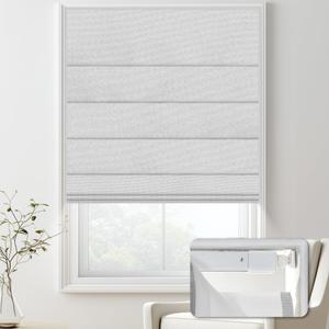 Doing-X No Drill Blackout Roman Shades for Indoor Windows,Cordless Roman Blinds,Linen No Tools Window Shades,Easy to Install Window Blinds for Home Bedroom,Blackout-Gray 30" W x 72" H