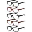 NORPERWIS Reading Glasses 5 Pairs Quality Readers Spring Hinge Glasses for Reading for Men and Women (3 Black 2 Tortoise, 2.50)