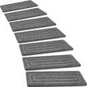 PURE ERA Bullnose Carpet Stair Treads Set Tape Free Non-Slip Indoor Stair Protectors Pet Friendly Rugs 9.5" x 30"(7 Pieces,Grey Rectangular)