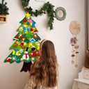 3.2Ft DIY Felt Christmas Tree Set for Kids Toddlers, 32 Hanging Ornaments Felt Christmas Tree with Light Wall Craft Kits for Xmas Party Office Decoration, New Year Door Wall Decorations