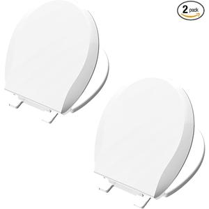 Aünsffer Toilet Seat Round Soft Close 2 PACK, Toilet lid Round Slow Close 16.5 inch, PP Material Safe and Easy Clean, Quick Installation & Never Loosen, Comfortable Ergonomic Design (White, 2 Pack)