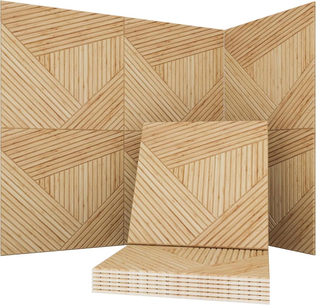 Soon Global Acoustical Wall Panels, 6-Piece 23.62 X 23.62 Inches Art Acoustic Panels, Decorative Acoustic Panels, Acoustic Wall Panels, Sound Absorbing Wall Art, Timber Spiral, 72 X 48 Inches