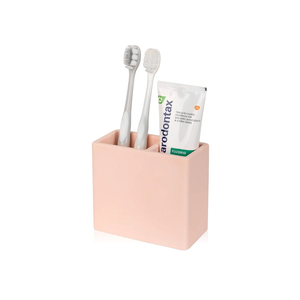 Toothbrush Holder 2 Slots Tooth Brush Holder for Bathroom, Kids Electric Toothbrush and Toothpaste Organizer for Countertop, Shower, Vanity, Blush Pink
