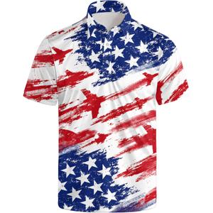 Golf Shirts for Men Funny Golf Polo Shirts Short Sleeve Polo Shirts Moisture Wicking Performance Golf Outfits (X-Large, American Flag-3)