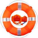 Lifebuoy Set 20Inch Life Preserver Ring and Water Floating Lifesaving Rope 98.4FT,Swim Foam Buoy,Swimming Pool Safety Throwing Ring with Perimeter Rope,Throwable Flotation Device