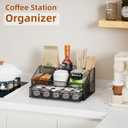 VITVITI Coffee Station Organizer for Countertop, Metal Coffee Bar Organizer Basket with Drawer, 6 Compartments Bar Station Holder for Pods Tea Bag, Black