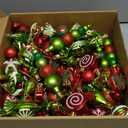 Glimin 120 Pcs Red and Green Christmas Tree Ornaments Christmas Ball Snowflake Hanging Candy Ornaments Swirl Lollipop Ornament Candy Cane Decorations for Xmas Tree Party Decor