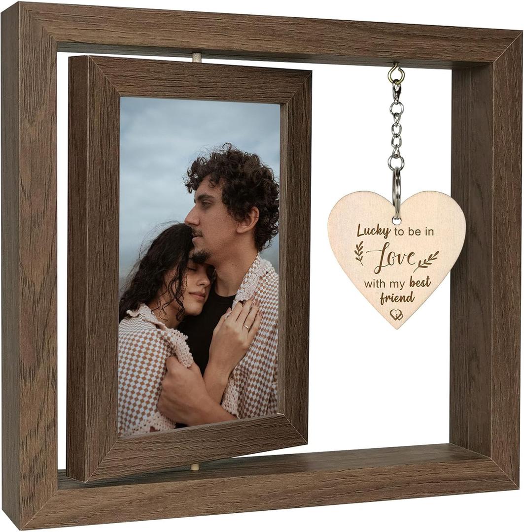 Lucky to Be in Love with My Best Friend Birthday Anniversary Picture Frame Boyfriend Girlfriend Husband Wife Fiance Couples Gifts (Display Two 4x6)