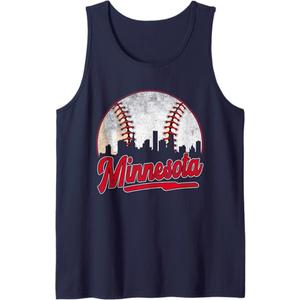 Minnesota Cityscape Baseball Lover Player and Fans Tank Top S